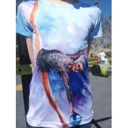 T-shirt MERINO SPORTS size 128 (Blue with a gymnast)